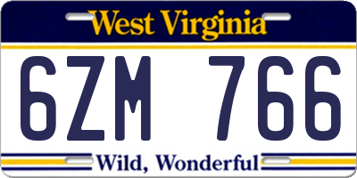 WV license plate 6ZM766