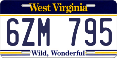 WV license plate 6ZM795