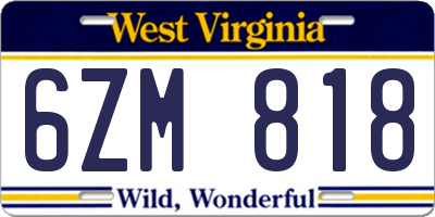 WV license plate 6ZM818