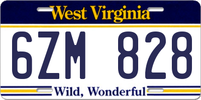 WV license plate 6ZM828