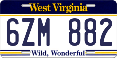 WV license plate 6ZM882