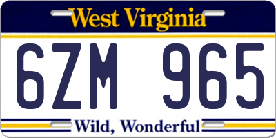 WV license plate 6ZM965