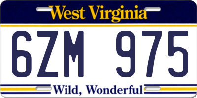 WV license plate 6ZM975
