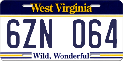 WV license plate 6ZN064