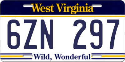 WV license plate 6ZN297