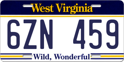 WV license plate 6ZN459