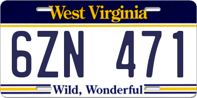WV license plate 6ZN471