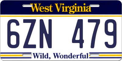 WV license plate 6ZN479