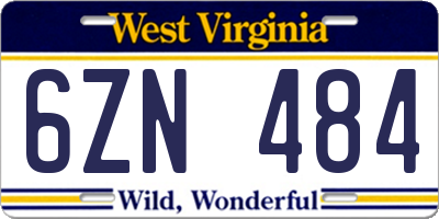 WV license plate 6ZN484