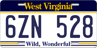 WV license plate 6ZN528