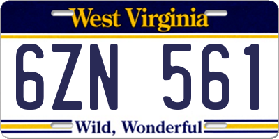 WV license plate 6ZN561