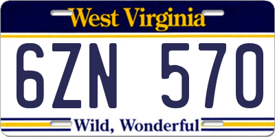 WV license plate 6ZN570