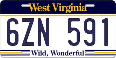 WV license plate 6ZN591