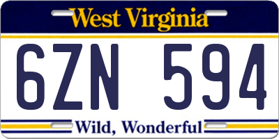 WV license plate 6ZN594