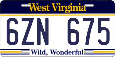 WV license plate 6ZN675