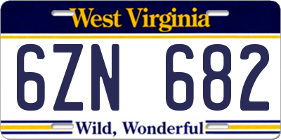 WV license plate 6ZN682