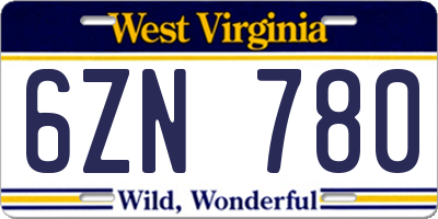 WV license plate 6ZN780