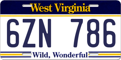 WV license plate 6ZN786