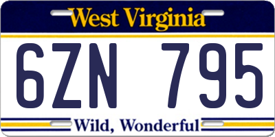 WV license plate 6ZN795