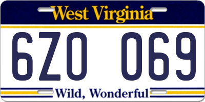 WV license plate 6ZO069
