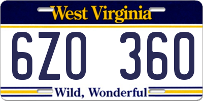 WV license plate 6ZO360