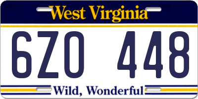 WV license plate 6ZO448