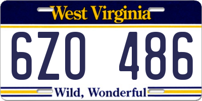 WV license plate 6ZO486