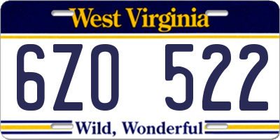 WV license plate 6ZO522