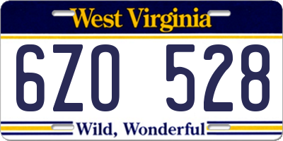 WV license plate 6ZO528