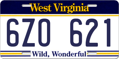 WV license plate 6ZO621