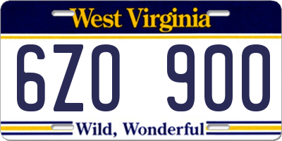 WV license plate 6ZO900