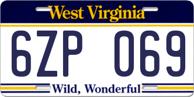 WV license plate 6ZP069