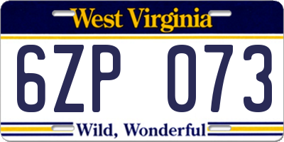 WV license plate 6ZP073