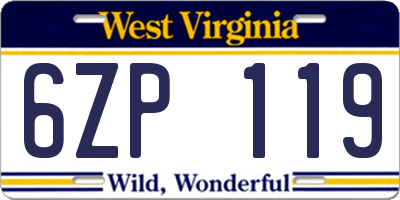 WV license plate 6ZP119