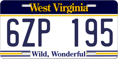 WV license plate 6ZP195