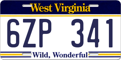 WV license plate 6ZP341