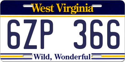 WV license plate 6ZP366