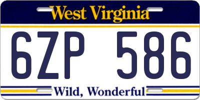 WV license plate 6ZP586