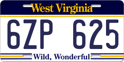 WV license plate 6ZP625