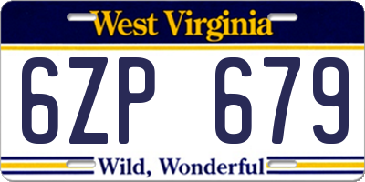 WV license plate 6ZP679