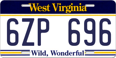 WV license plate 6ZP696