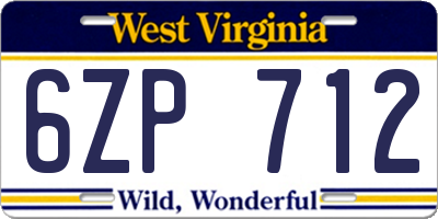 WV license plate 6ZP712