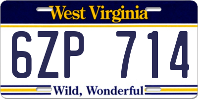 WV license plate 6ZP714