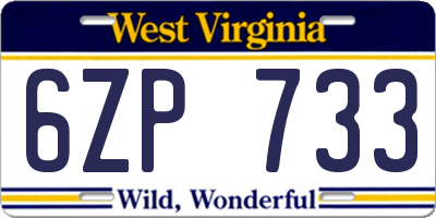 WV license plate 6ZP733