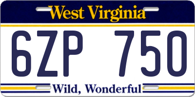 WV license plate 6ZP750