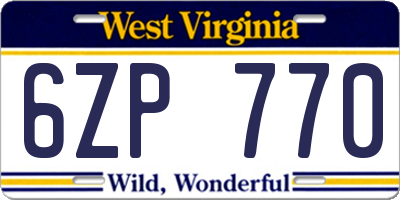 WV license plate 6ZP770