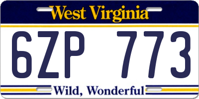 WV license plate 6ZP773