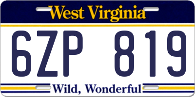 WV license plate 6ZP819