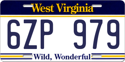 WV license plate 6ZP979