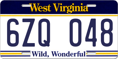 WV license plate 6ZQ048